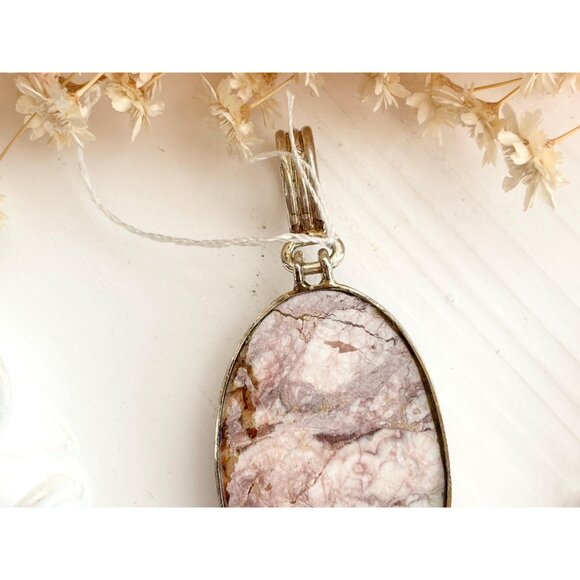 Rosita Jasper Gemstone Sterling Silver Minimalist Framed 925 Vintage Pendant - Picture 8 of 10